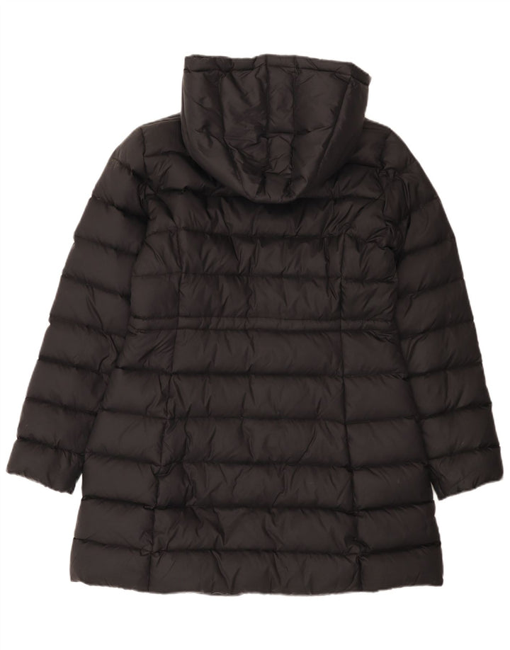 Benetton Womens Hooded Padded Coat UK 14 Medium Black Polyamide