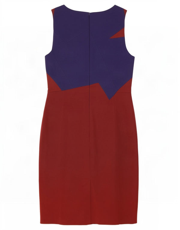 Karen Millen Damen Etuikleid UK 16 Large Burgund Colourblock