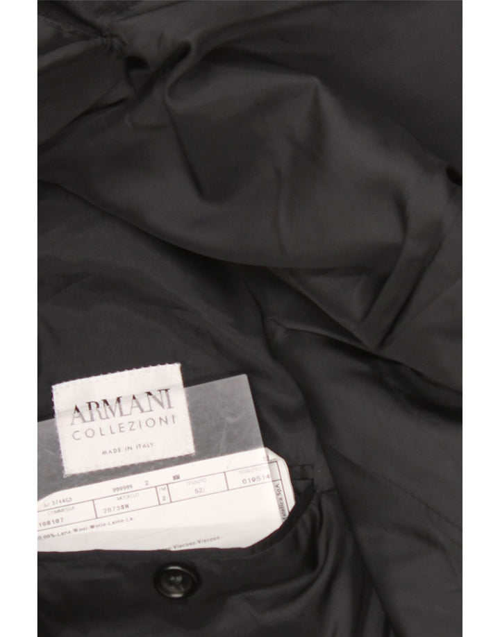 ARMANI COLLEZIONI Herren 3-Knopf-Blazerjacke IT 52 XL Schwarze Wolle