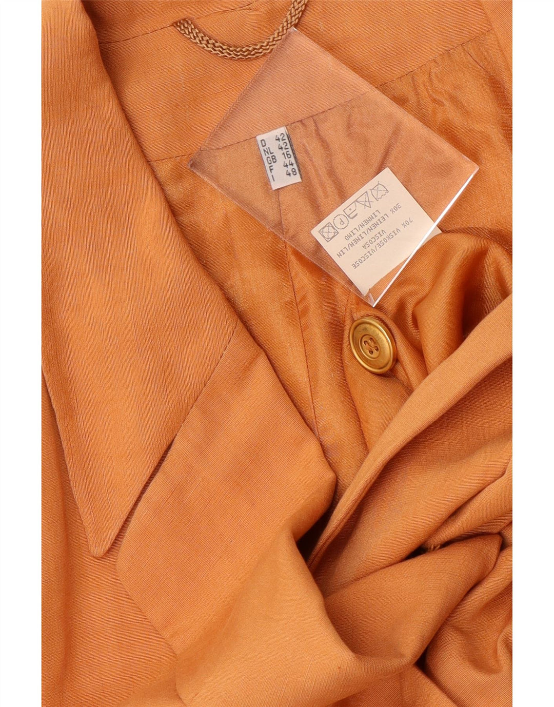 Vintage Damen Zweireiher Blazer Jacke UK 16 Große Orange Viskose