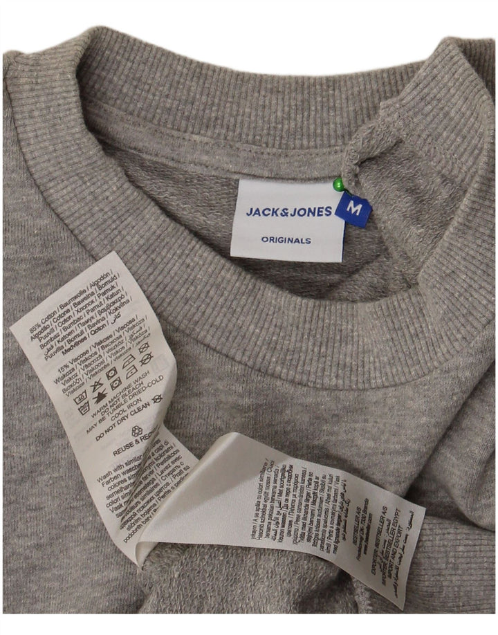 Jack & Jones Herren-Sweatshirt-Pullover aus mittelgrau gefleckter Baumwolle