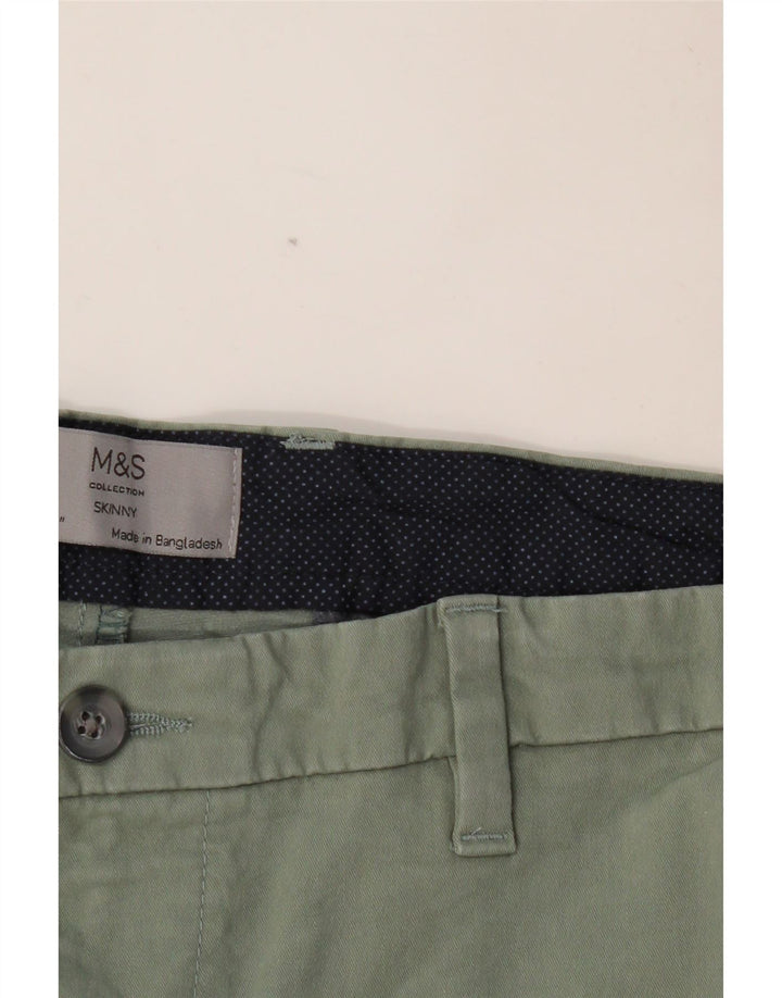 MARKS & SPENCER Herren Skinny Chinohose W36 L29 Grüne Baumwolle