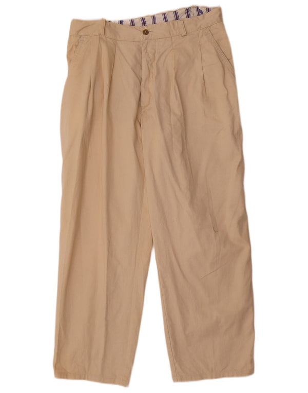 Vintage Herren-Chinohose mit Klammern, IT 50, Größe L, W34, L26, Beige