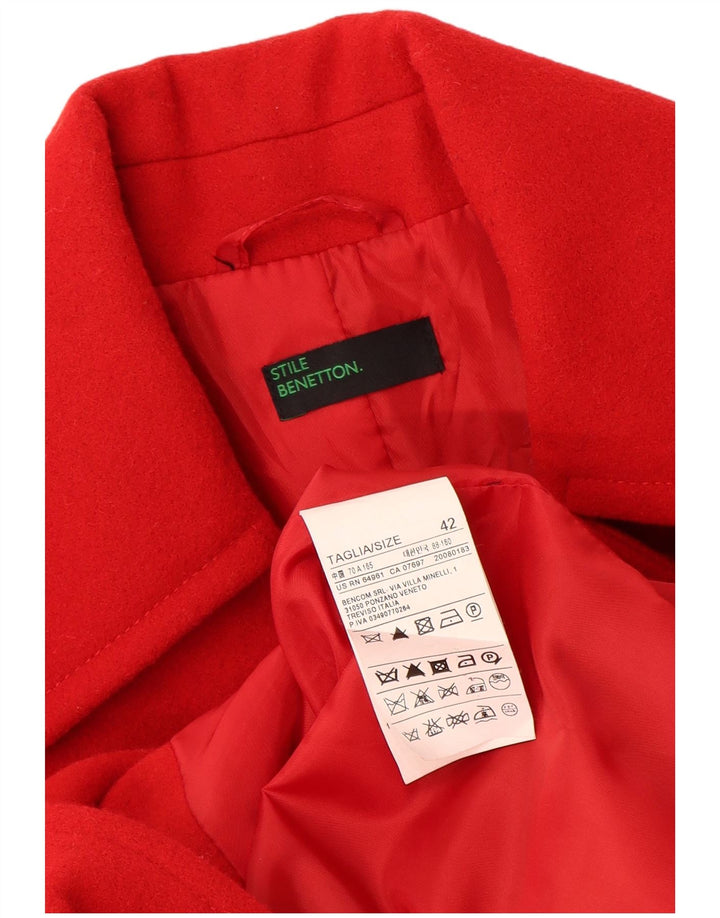Benetton Damen Mantel IT 42 Mittelrote Wolle