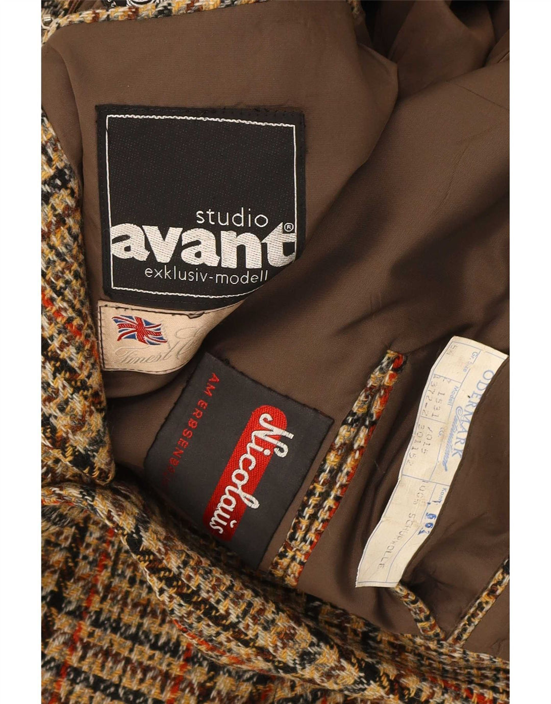 Avant Herren 2-Knopf-Blazerjacke IT 54 2XL braun karierte Wolle