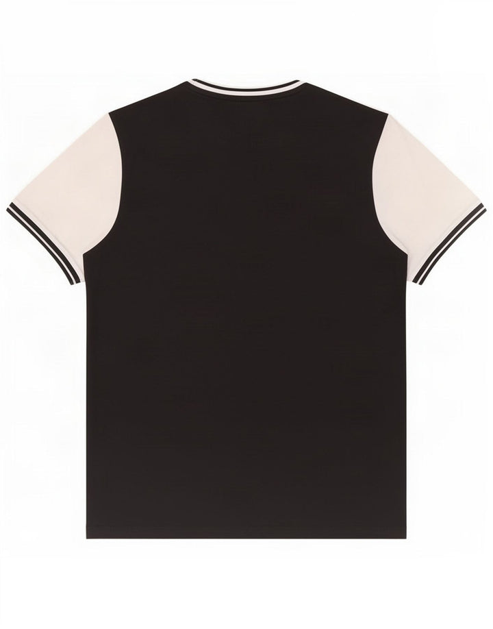Lyle & Scott Herren-T-Shirt-Oberteil aus mittelschwarzer Colourblock-Baumwolle