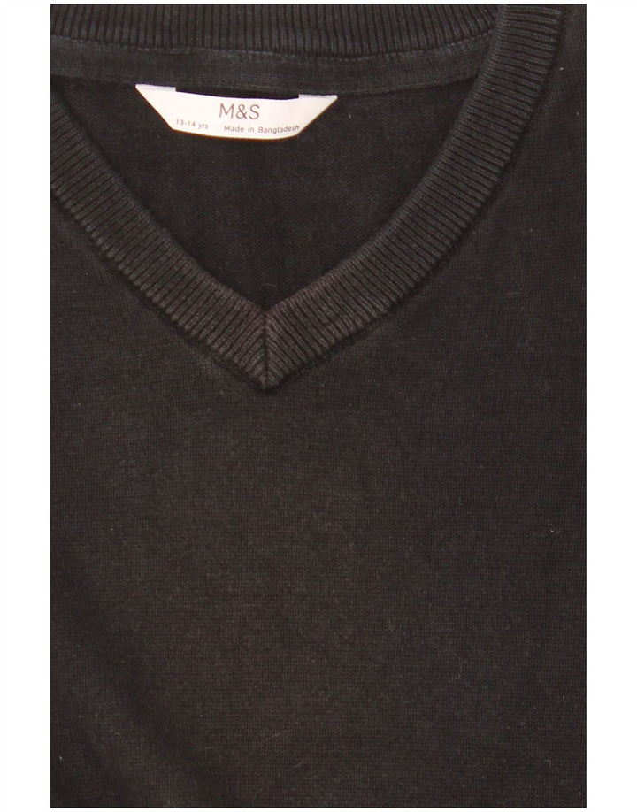 Marks & Spencer Jungen-Pullover mit V-Ausschnitt, 13–14 Jahre, Schwarz