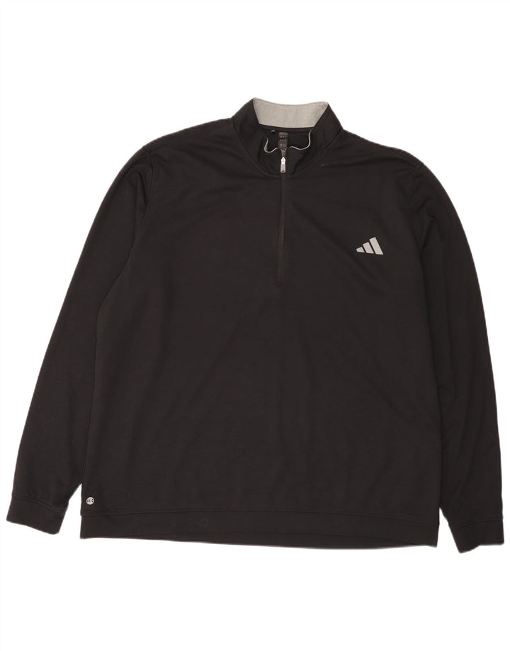 Adidas Herren-Sweatshirt mit Reißverschluss, 2XL, schwarzes Polyester