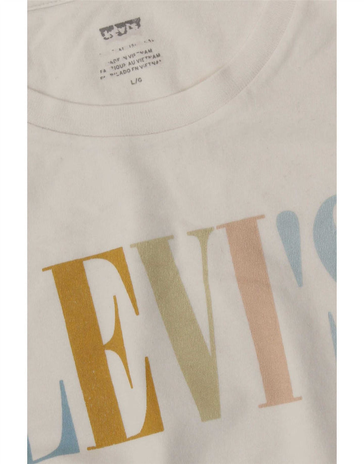 Levi's Damen Grafik-T-Shirt-Oberteil UK 16 Large Weiß