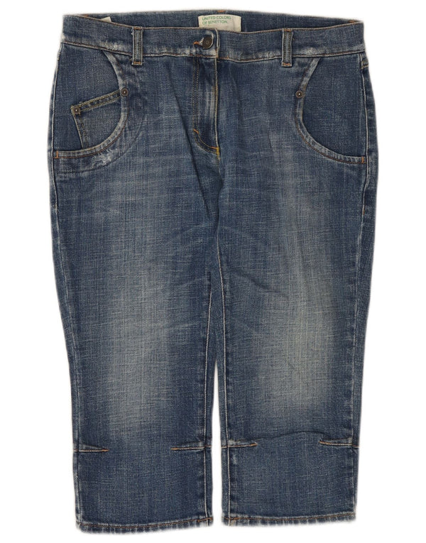 Benetton Womens Low Waist Stretch Capri Jeans IT 46 Large W32 L18 Blue