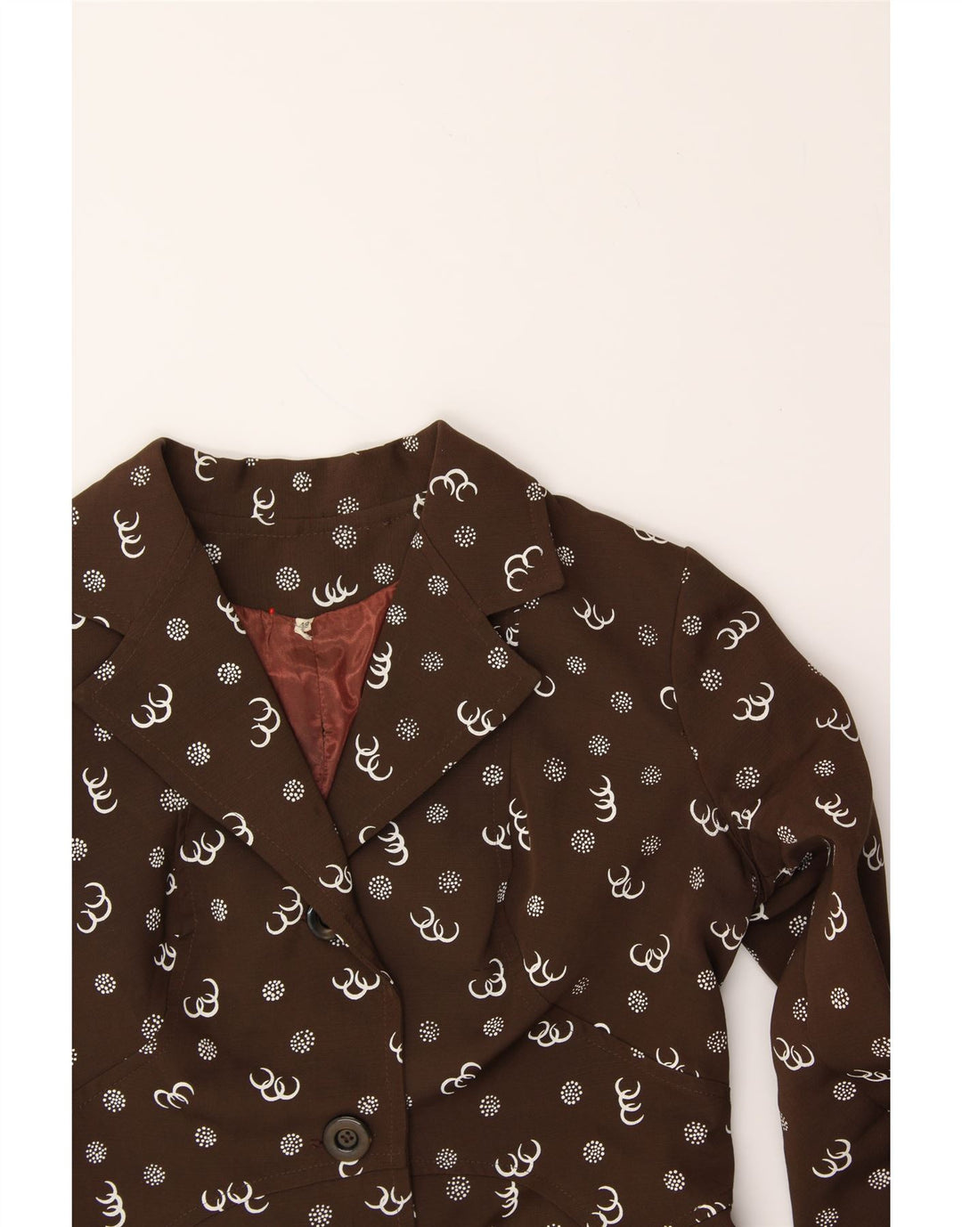 VINTAGE Womens Abstract Pattern 3 Button Blazer Jacket IT 48 XL Brown Vintage Vintage and Second-Hand Vintage from Messina Hembry 