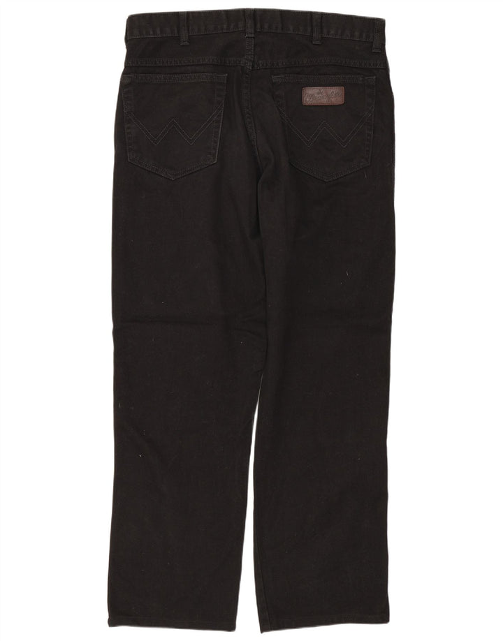 WRANGLER Herren Texas Straight Jeans W34 L28 Schwarze Baumwolle