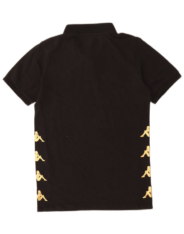 Kappa Jungen-Poloshirt mit Grafik, 13–14 Jahre, schwarze Baumwolle