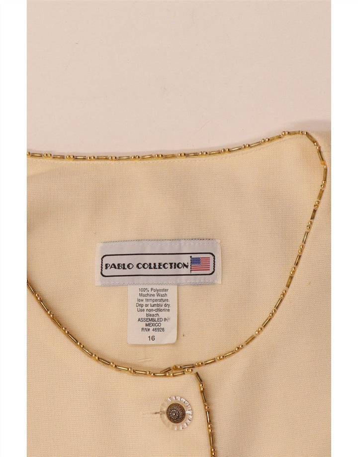 Vintage Damen 5-Knopf-Blazerjacke UK 16 Großes cremefarbenes Polyester