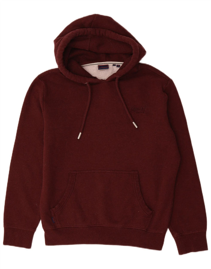 Superdry Herren-Kapuzenpullover aus mittlerer burgunderroter Baumwolle
