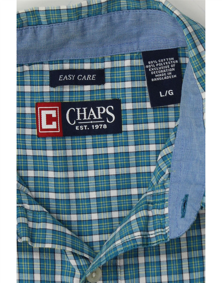 CHAPS Mens Shirt Large Blue Check Cotton