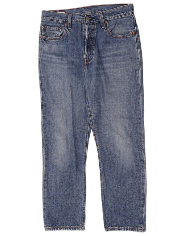Levi's Damen 501 Crop Straight Jeans W28 L26 Blaue Baumwolle