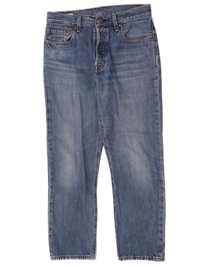 Levi's Damen 501 Crop Straight Jeans W28 L26 Blaue Baumwolle