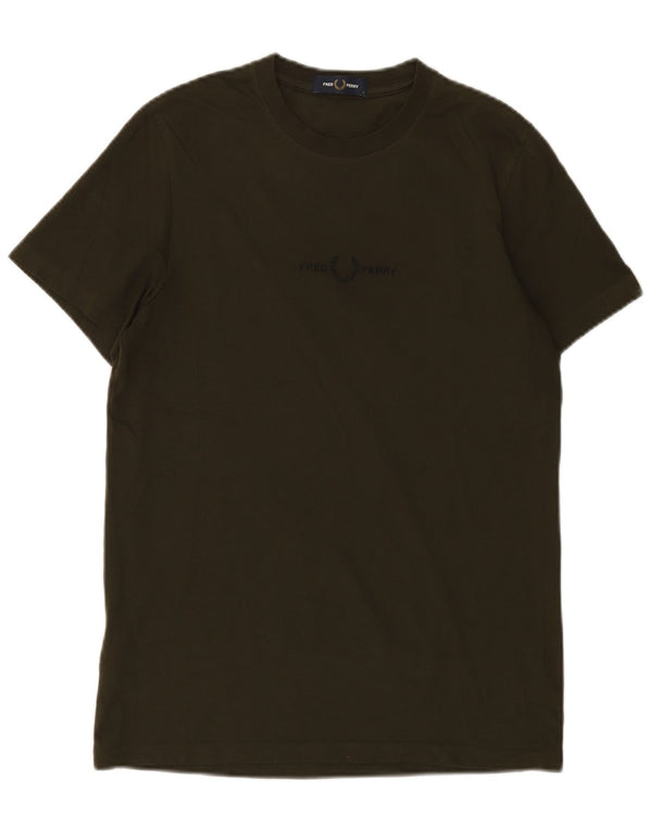 FRED PERRY Herren-T-Shirt mit Grafik, Größe S, Khaki, Baumwolle