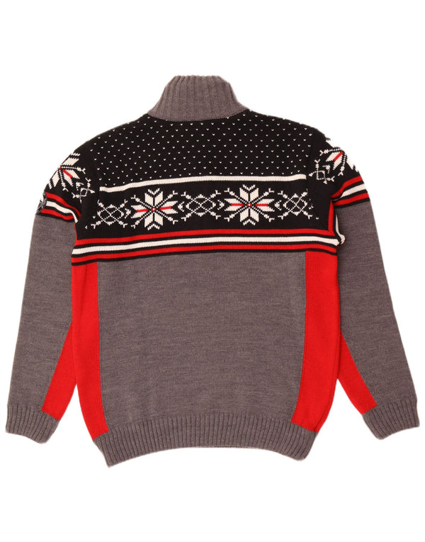 CMP Herren-Pullover mit Reißverschluss am Hals, groß, Grau, Fair-Isle-Acryl