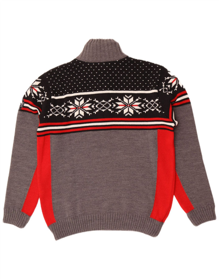 CMP Herren-Pullover mit Reißverschluss am Hals, groß, Grau, Fair-Isle-Acryl