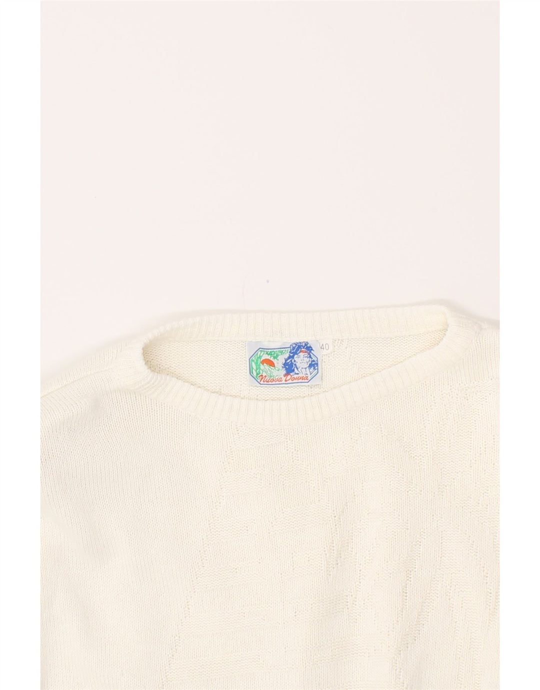 VINTAGE Womens Oversized Boat Neck Jumper Sweater EU 40 Medium White Vintage Vintage and Second-Hand Vintage from Messina Hembry 
