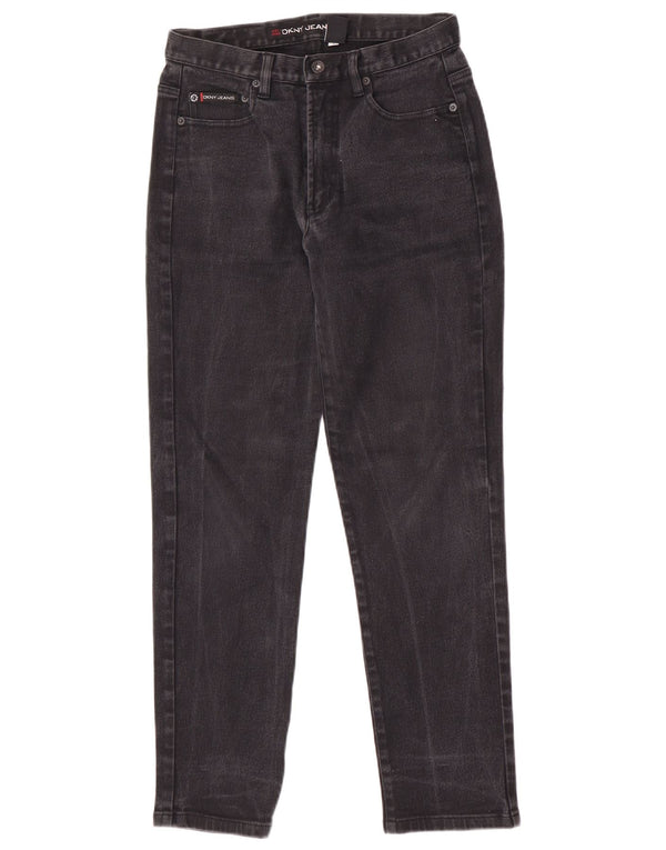 Dkny Damen High Waist Tapered Jeans US 10 Large W28 L29 Schwarze Baumwolle