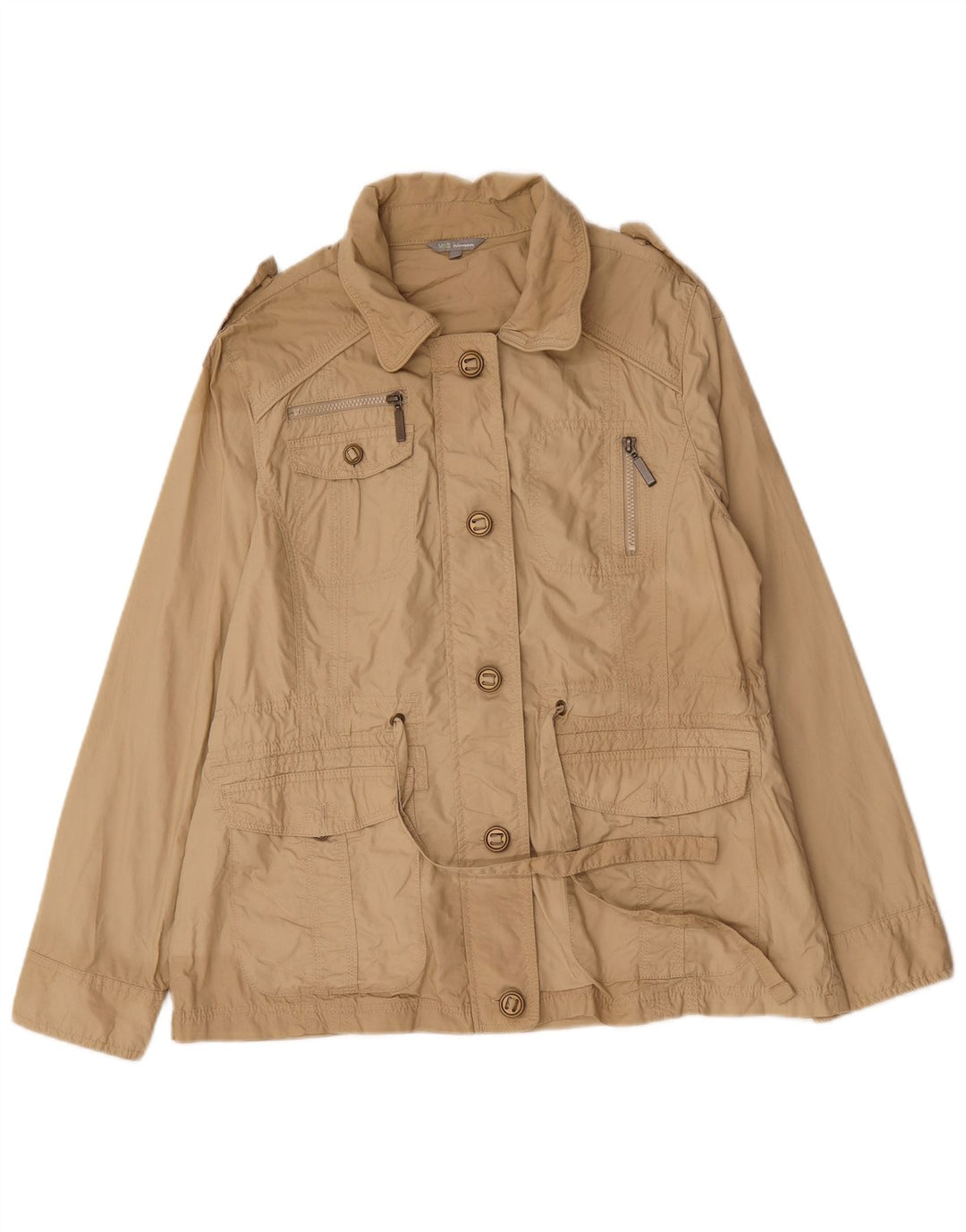 Marks & Spencer Damen Militär-Utility-Jacke UK 16 Large Beige Baumwolle