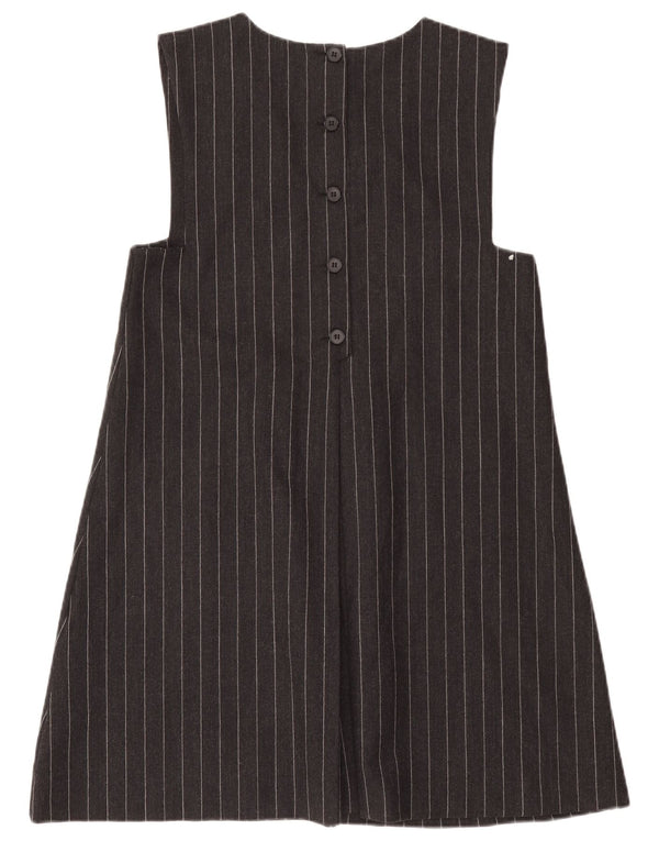 Vintage Damen Pinafore Kleid UK 18 XL Grau gestreifte Wolle