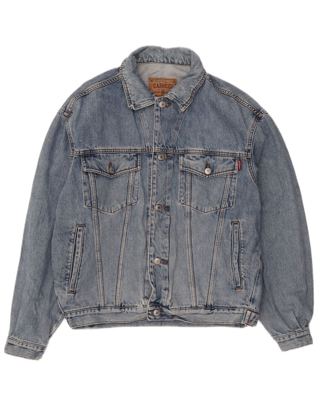 CASUCCI Mens Denim Jacket UK 38 Medium Blue Cotton