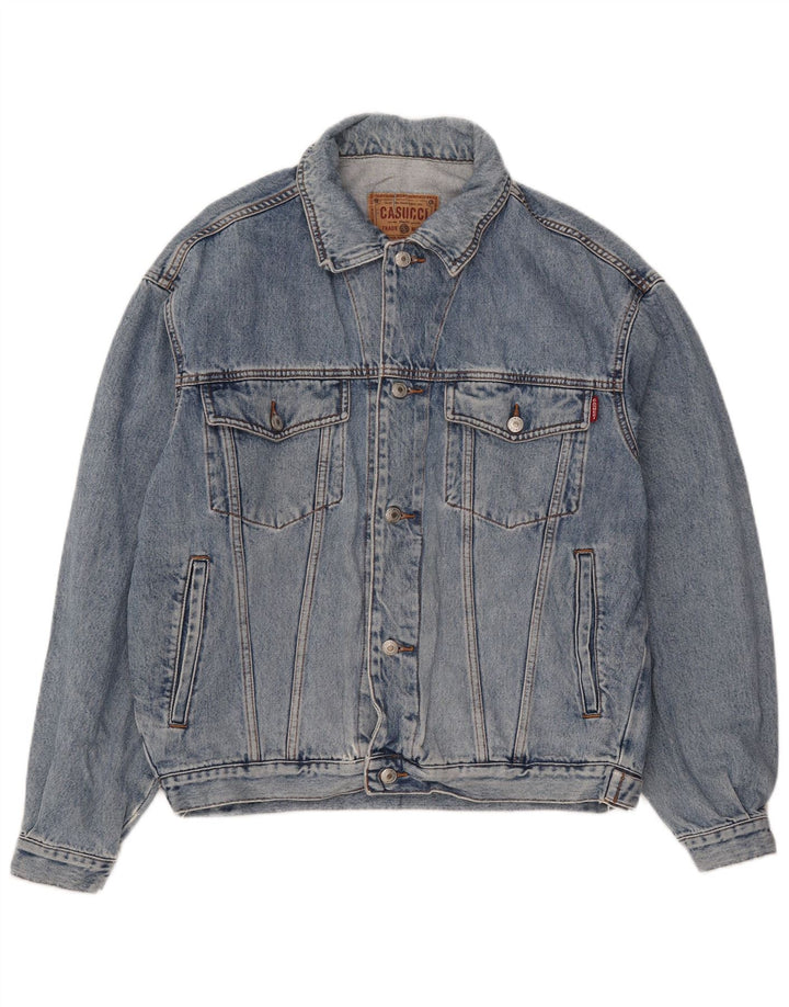 CASUCCI Mens Denim Jacket UK 38 Medium Blue Cotton