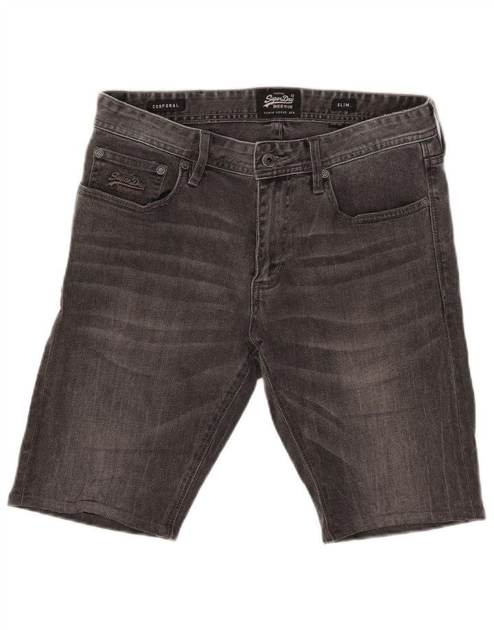 Superdry Herren Corporal Slim Denim Shorts W32 mittelgraue Baumwolle
