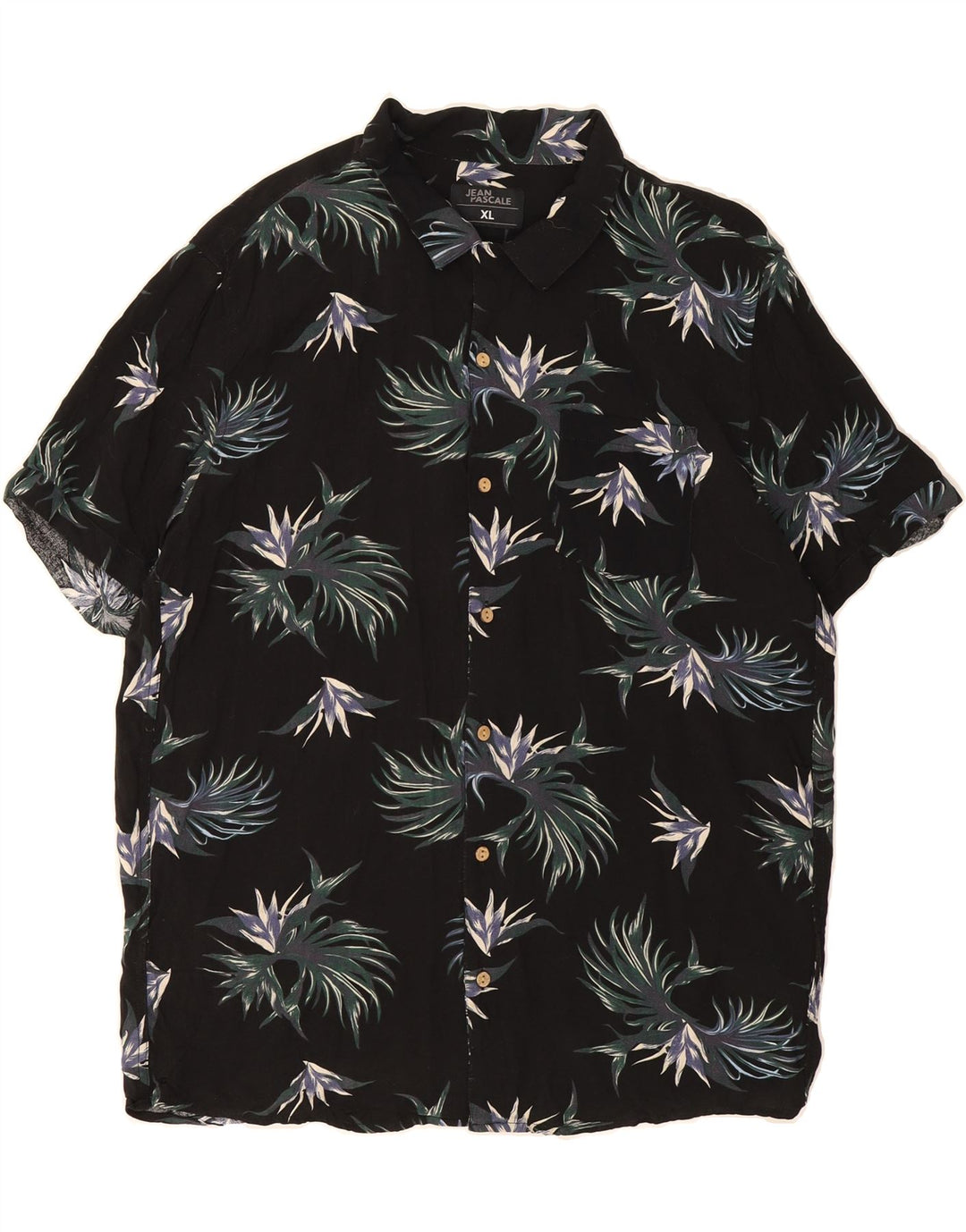 JEAN PASCALE Mens Abstract Pattern Short Sleeve Shirt XL Black Viscose Vintage Jean Pascale and Second-Hand Jean Pascale from Messina Hembry 