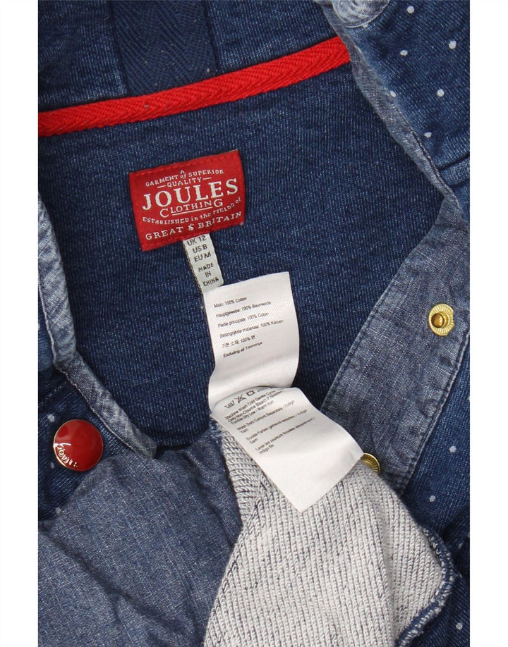 Joules Damen-Sweatshirt mit Knopfkragen, UK 12, mittelblau gepunktet