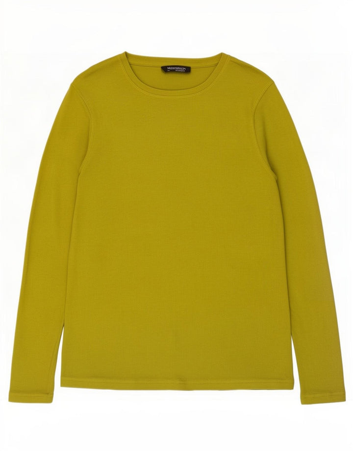 Marks & Spencer Damen Top Langarm UK 14 Mittelgrüne Baumwolle