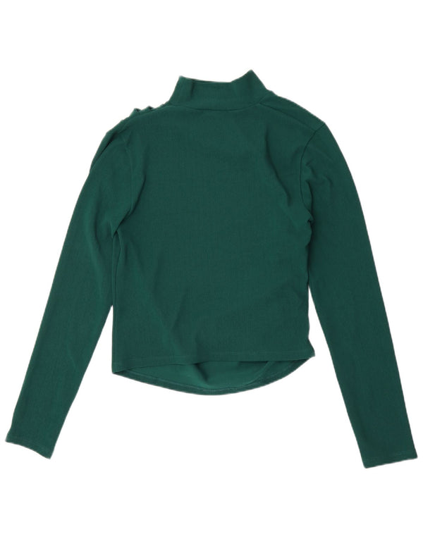 Zara Damen Crop Top Langarm UK 12 Mittelgrün