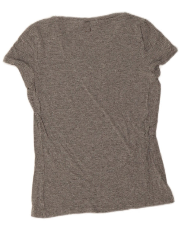 Liu Jo Damen Grafik-T-Shirt-Oberteil UK 8 Small Grau meliert