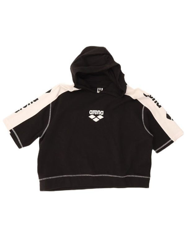 ARENA Womens Graphic Hoodie Pullover UK 16 Large Schwarz Colourblock