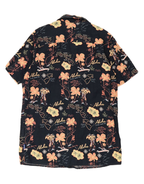 Jack & Jones Herren Grafik-Kurzarmhemd, groß, schwarz, geblümt, hawaiianisch