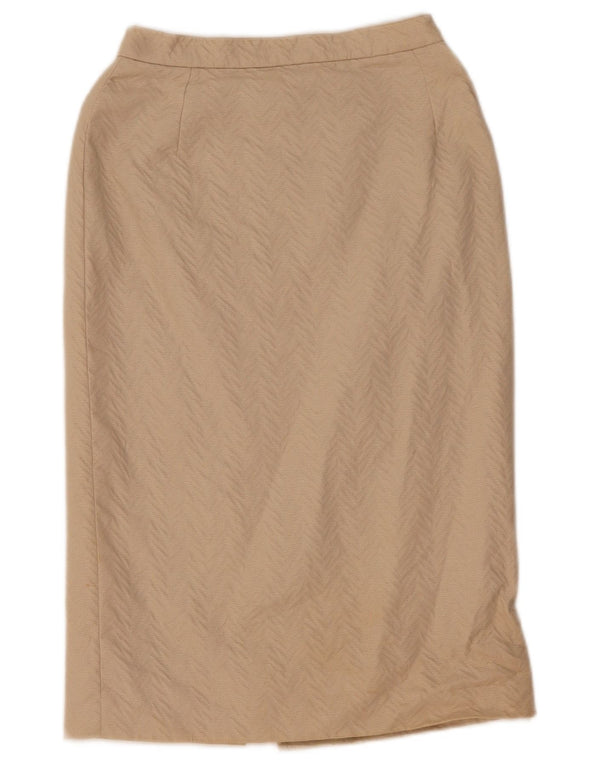 VINTAGE Damen gerader Rock W27 Small Beige Chevron