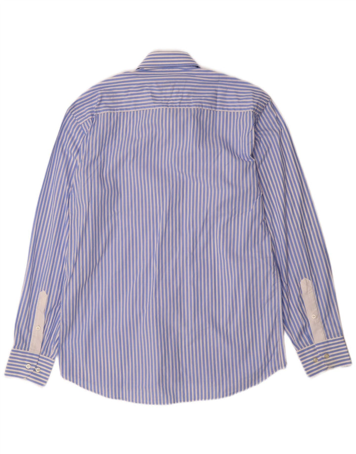 HARRY & SONS Herrenhemd Größe 39 15 1/2 mittelblau gestreifte Baumwolle
