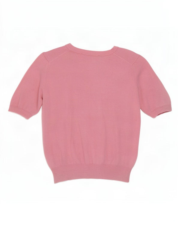 Zara Damen Crop Short Sleeve Boat Neck Pullover Pullover UK 10 Small Pink