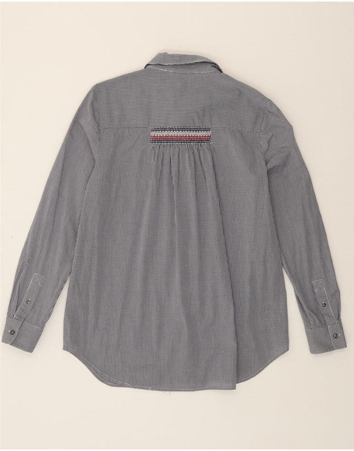 TOMMY HILFIGER Womens Longline Shirt US 8 Medium Blue Gingham Cotton Vintage Tommy Hilfiger and Second-Hand Tommy Hilfiger from Messina Hembry 