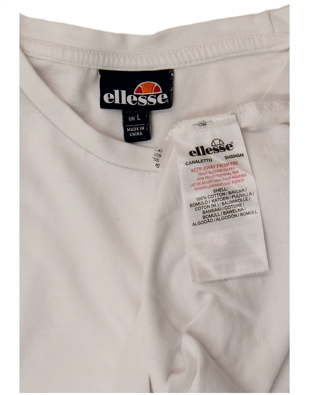 Ellesse Herren T-Shirt Top Große weiße Baumwolle