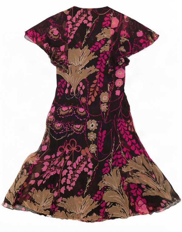 Vintage Womens A-Line Dress IT 46 Large Black Floral