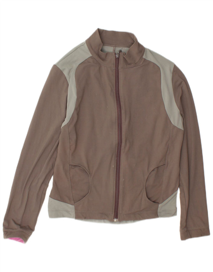 Marks & Spencer Damen-Trainingsanzug-Top-Jacke, UK 14, Größe L, Braun, Farbblock