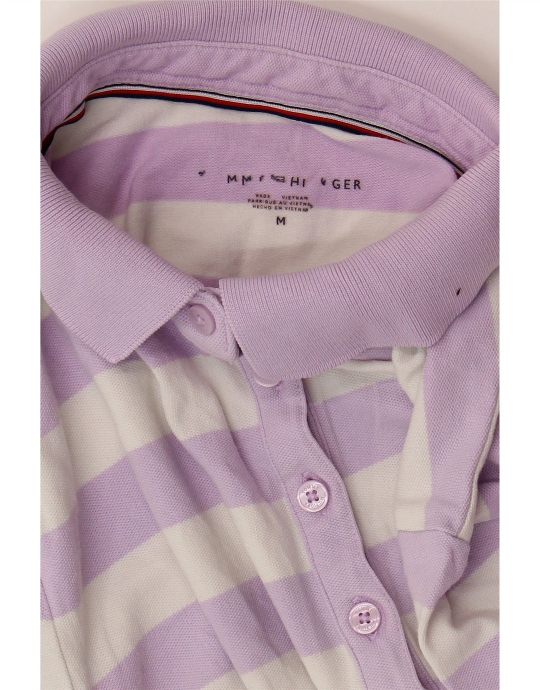 TOMMY HILFIGER Damen Poloshirt UK 12 Medium Lila gestreift