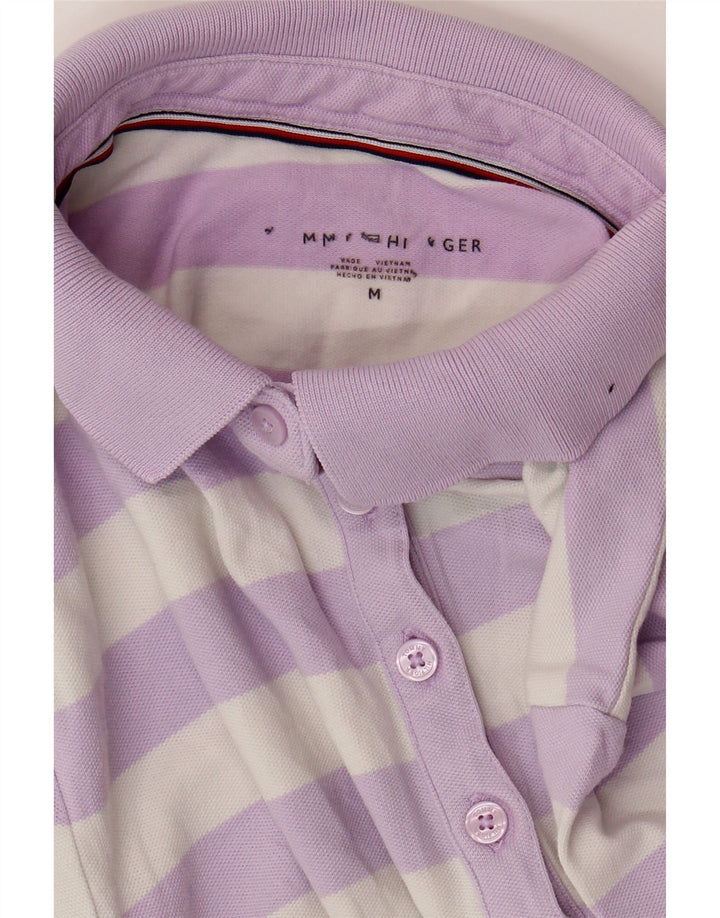 TOMMY HILFIGER Damen Poloshirt UK 12 Medium Lila gestreift