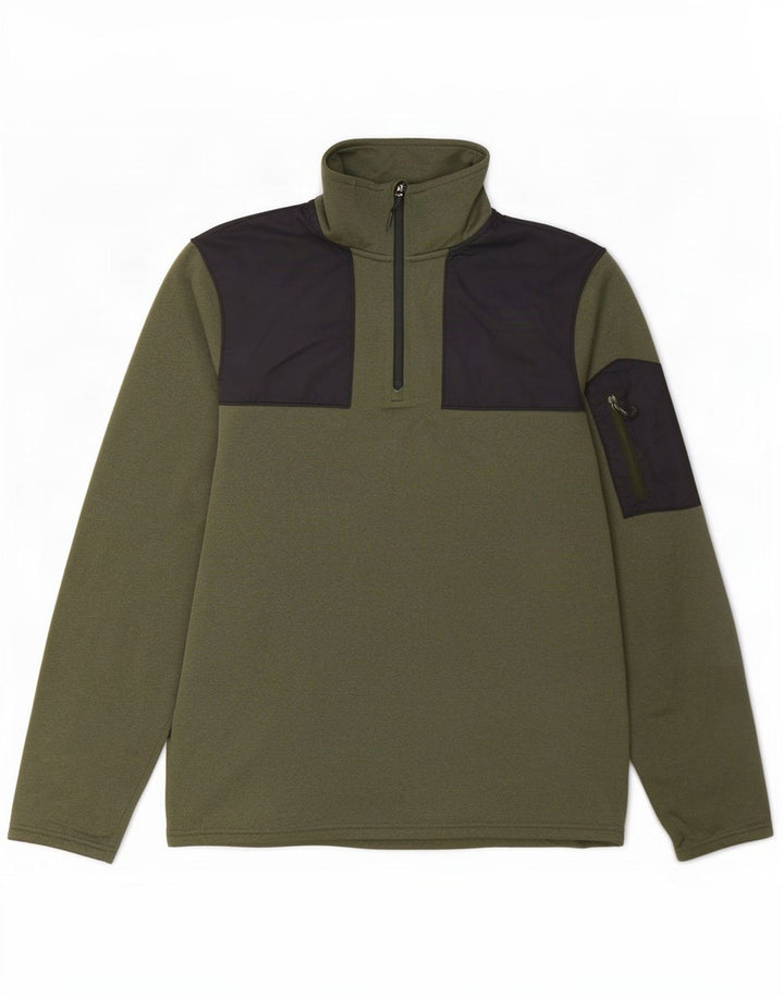 The North Face Herren-Sweatshirt mit Reißverschluss am Hals, klein, Khaki, Farbblock