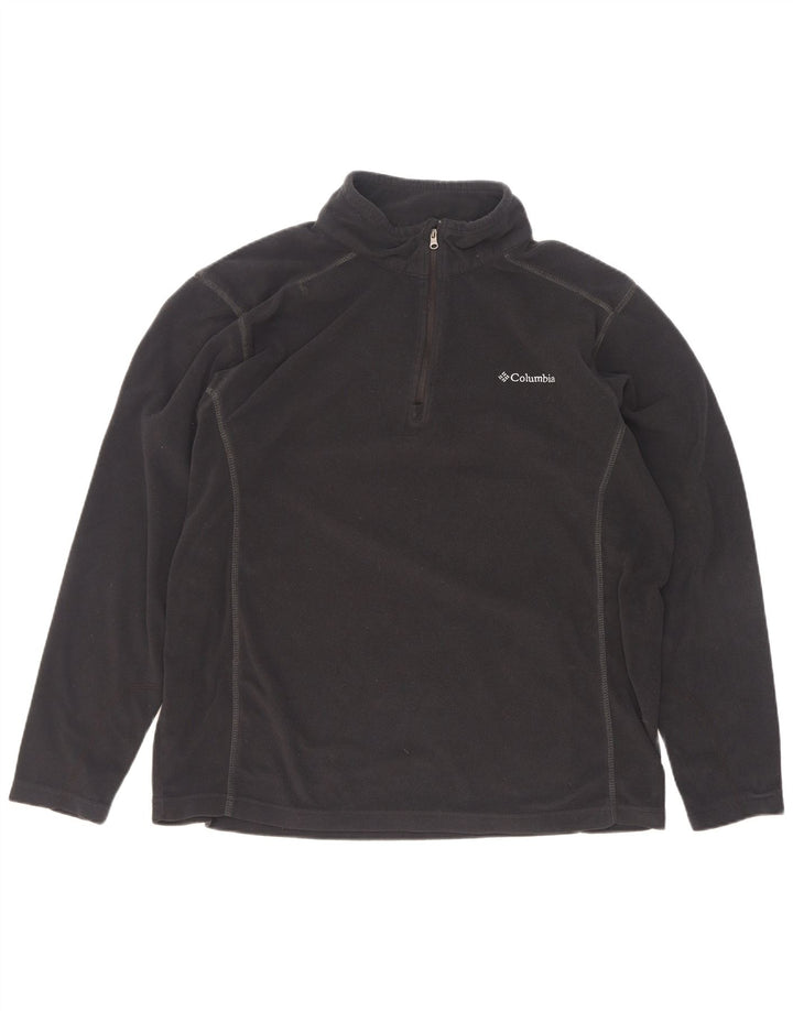 Columbia Herren-Fleecepullover mit Reißverschluss am Hals, groß, aus schwarzem Polyester